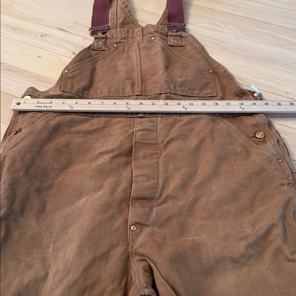Vintage Carhartt Canvas Double Knee Overalls Duck Brown-Workwear-USA - Picture 5 of 11